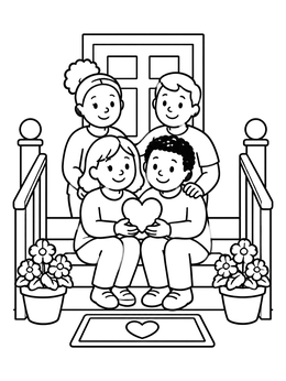 Free printable Family Sharing Love On The Porch coloring page