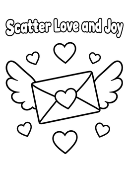 Free printable Flying Love Letter With Hearts coloring page
