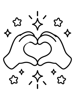 Free printable Heart Hands With Shining Stars coloring page