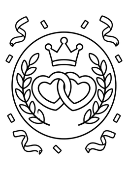 Free printable Royal Heart Rings Emblem coloring page