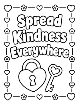 Free printable Spread Kindness Heart Lock And Key coloring page