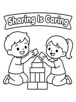 Free printable Children Building Block Tower Together coloring page