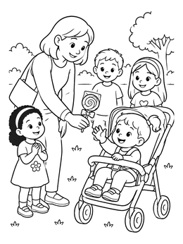 Free printable Sharing A Sweet Lollipop Outdoors coloring page