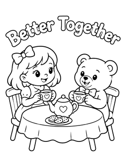 Free printable Tea Party With Teddy Bear coloring page