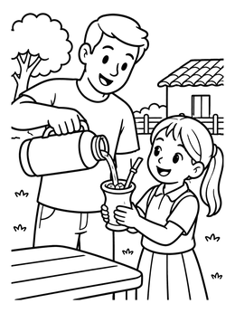 Free printable Sharing Tereré Drink In Paraguay coloring page