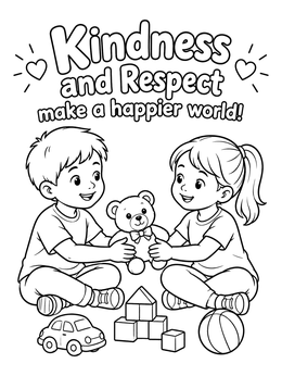Free printable Sharing Toys With Kindness And Respect coloring page