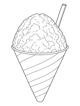 A fluffy shaved ice snow cone in this ice cream coloring page.