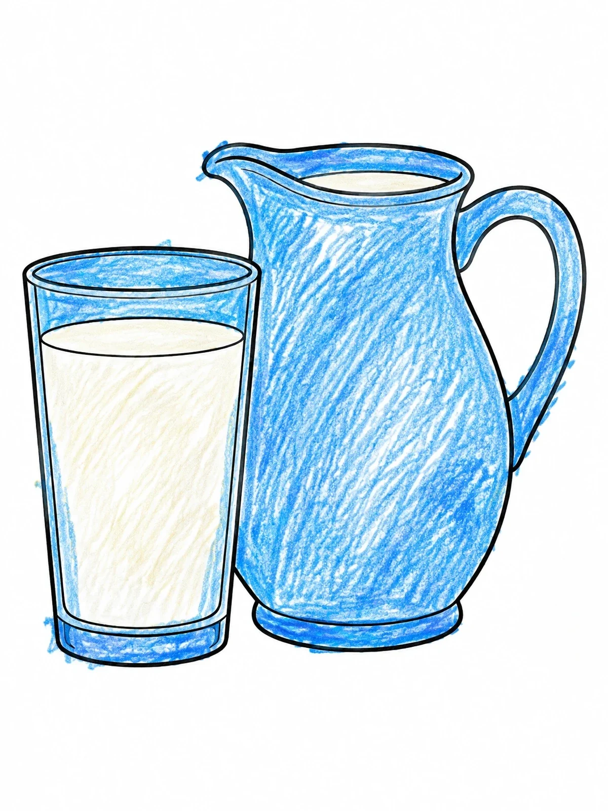 Colored example of the Milk Pitcher And Glass coloring page
