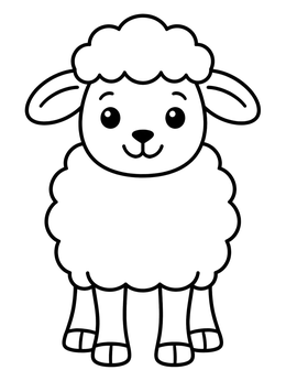 Free printable Cute Standing Fluffy Little Lamb coloring page