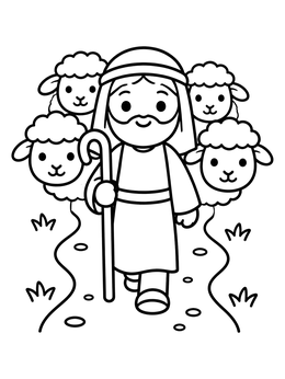 Shepherd Leading His Flock coloring page