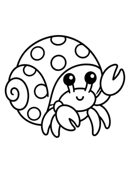 Free printable Cute Hermit Crab In Polka Dot Shell coloring page