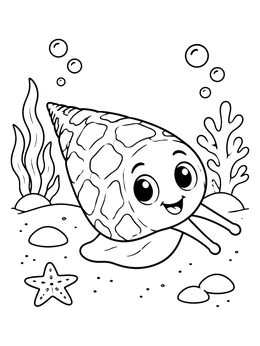 Free printable Cute Sea Snail In Shell coloring page