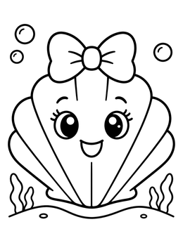 Free printable Cute Seashell With Bow coloring page