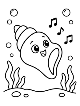 Free printable Singing Conch Shell Underwater coloring page