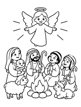 Free printable Angel Appearing To The Shepherds coloring page