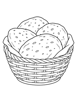 Free printable Basket Of Fresh Bread Loaves coloring page