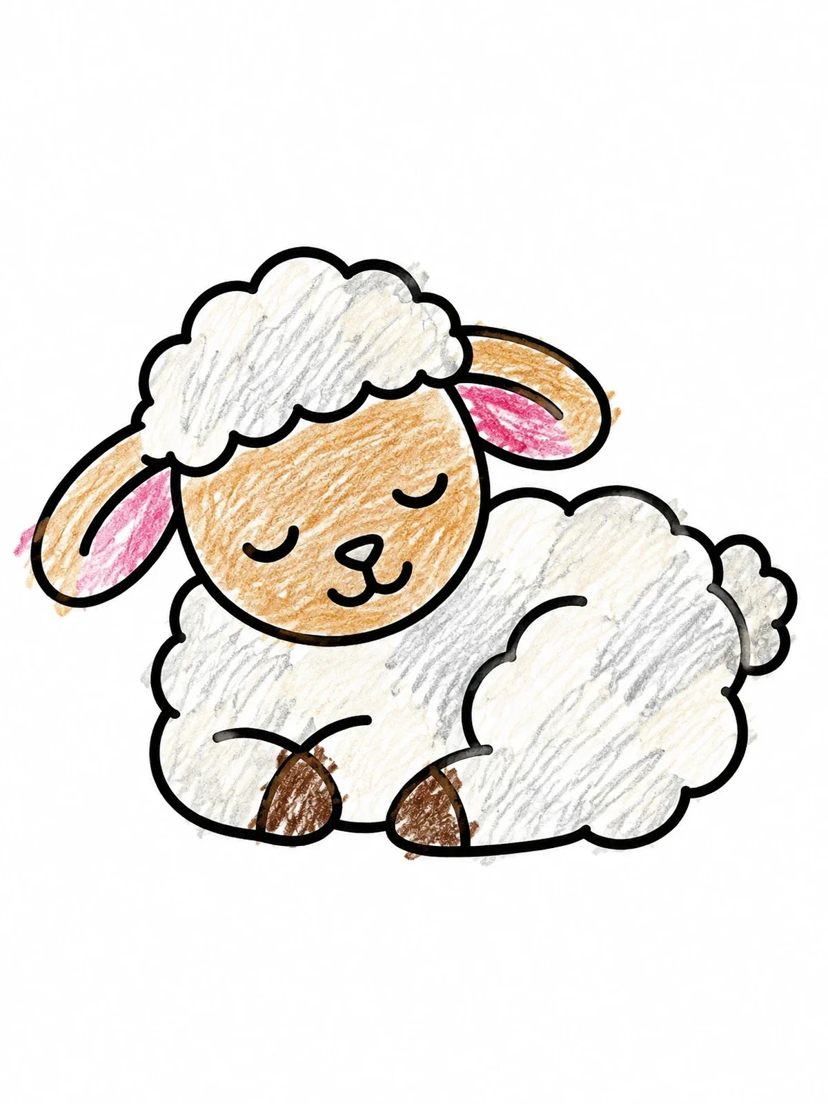 Colored example of the Cute Sleeping Little Lamb coloring page