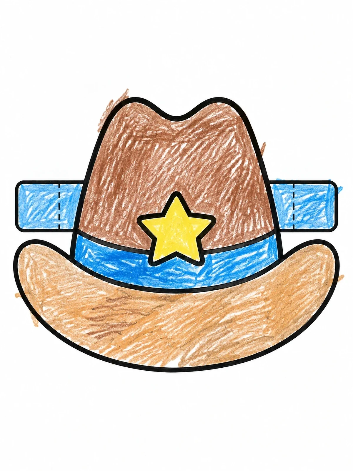 Colored example of the Sheriff Cowboy Hat Headband Craft coloring page