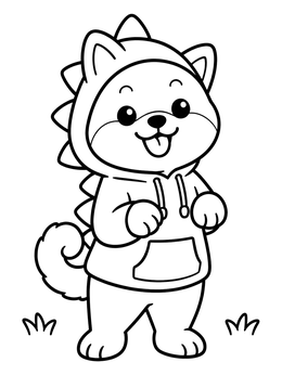 Free printable Shiba Inu In Dinosaur Hoodie coloring page
