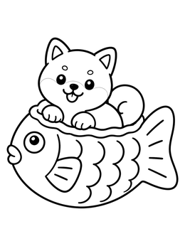 Free printable Shiba Inu Puppy In Taiyaki Waffle coloring page