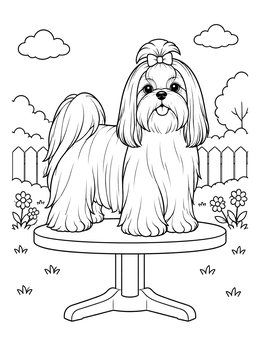 Free printable Shih Tzu On Grooming Table coloring page
