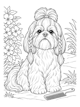 Free printable Shih Tzu With Braided Fur coloring page