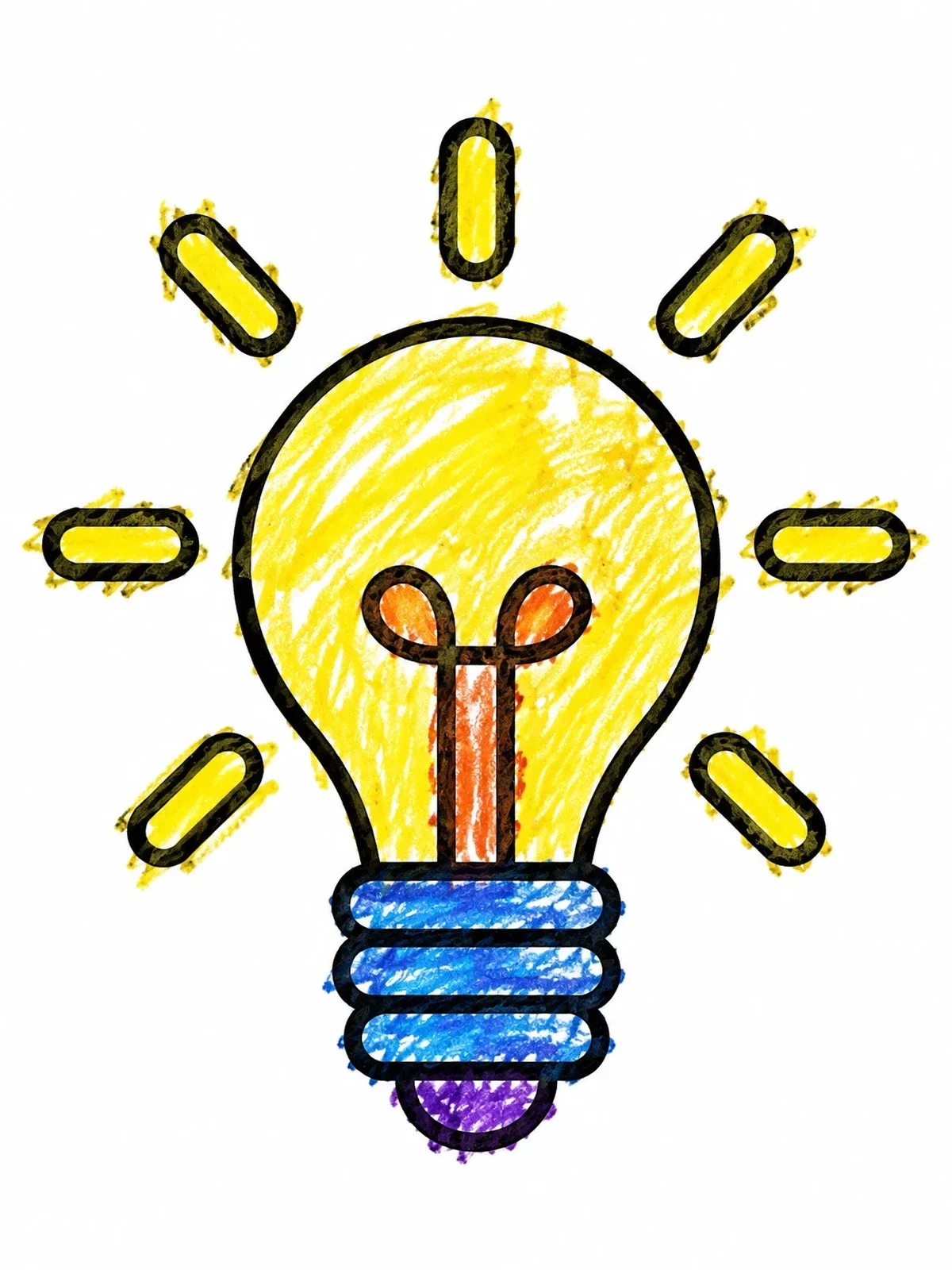 Colored example of the Shining Light Bulb With Rays coloring page