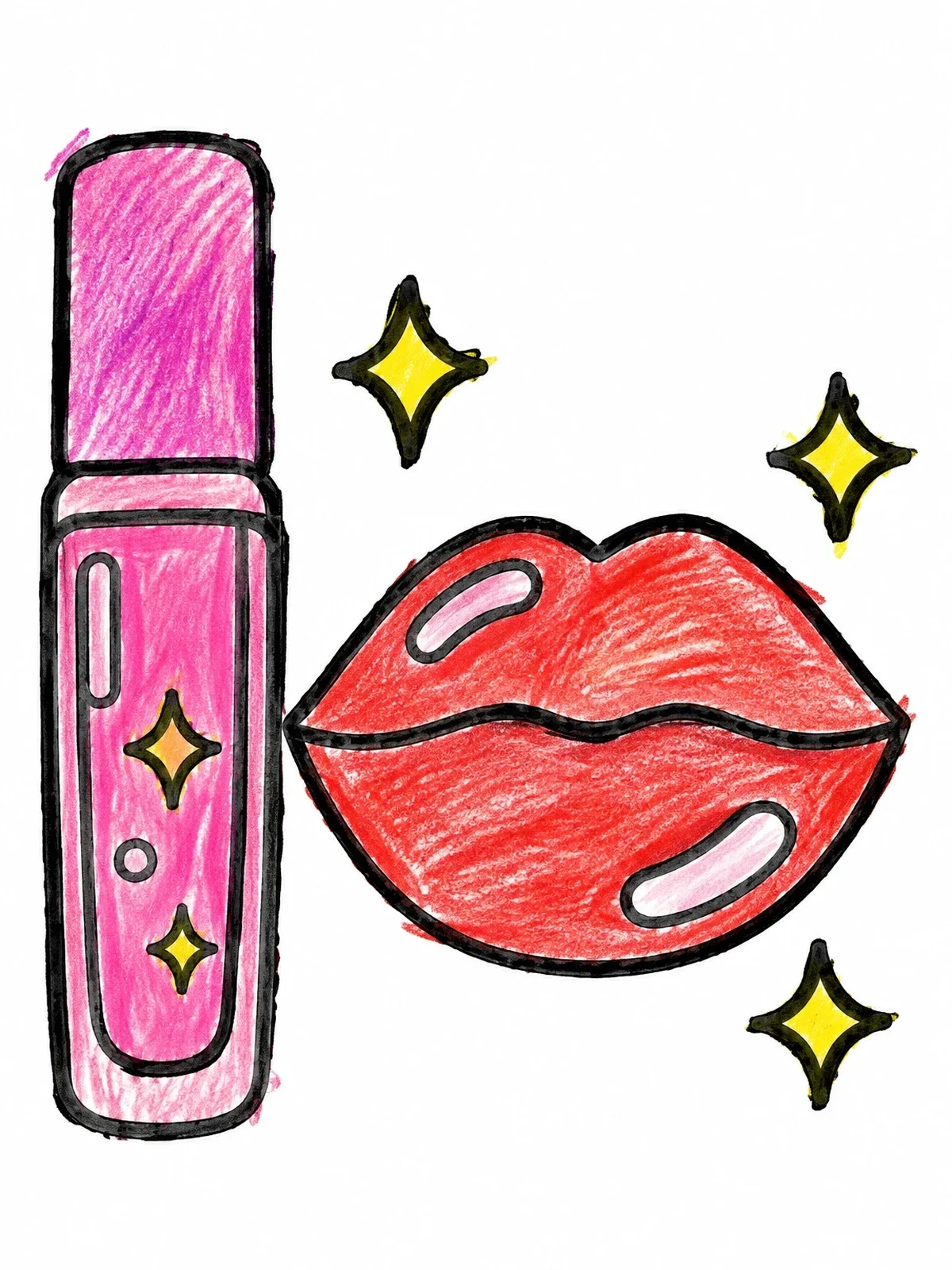 Colored example of the Shiny Lip Gloss And Lips coloring page