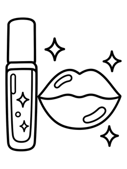 Free printable Shiny Lip Gloss And Lips coloring page