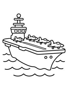 Free printable Aircraft Carrier On The Sea coloring page