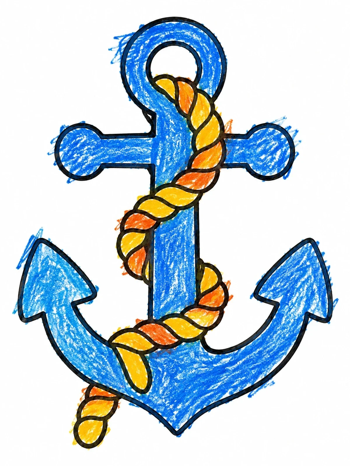 Colored example of the Ship Anchor Wrapped In Rope coloring page