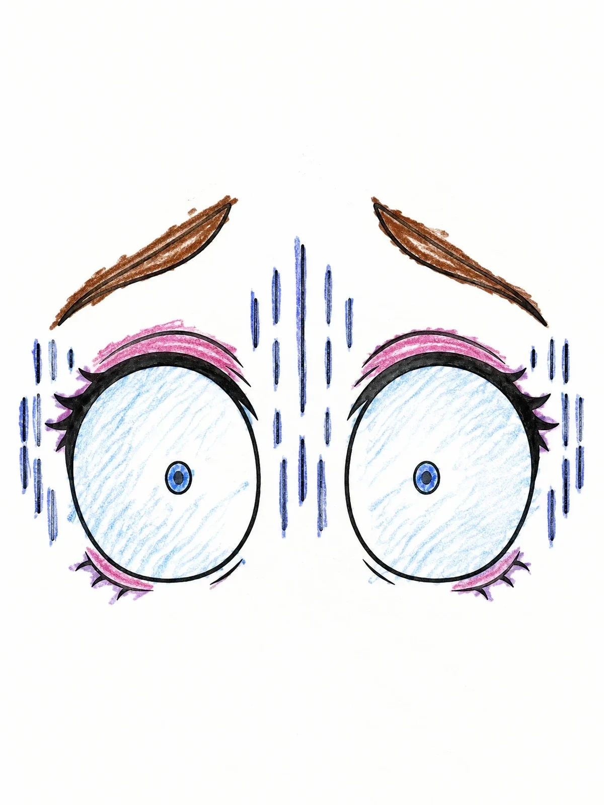 Colored example of the Shocked Anime Eyes Expression coloring page