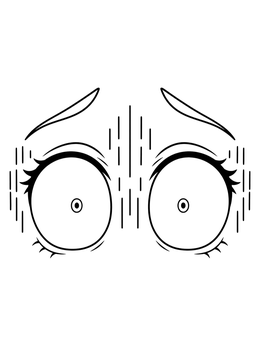 Wide shocked anime eyes coloring page with tiny pupils and stress lines.