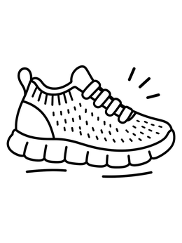 A sporty sneaker with thick soles on this shoe coloring page.