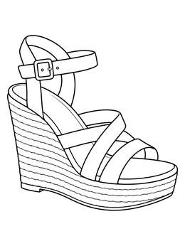 A stylish high-heeled espadrille sandal featured in this shoe coloring page.