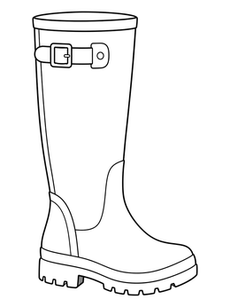 A tall waterproof wellington boot on this simple shoe coloring page.