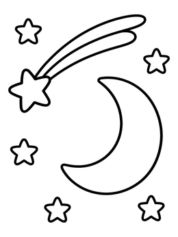 Free printable Shooting Star And Crescent Moon coloring page