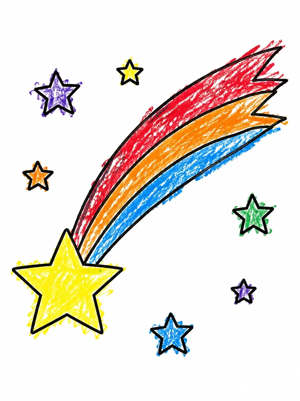 Colored example of the Shooting Star In The Night Sky coloring page