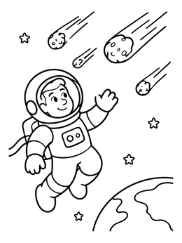 Free printable Astronaut Watching Meteor Shower coloring page