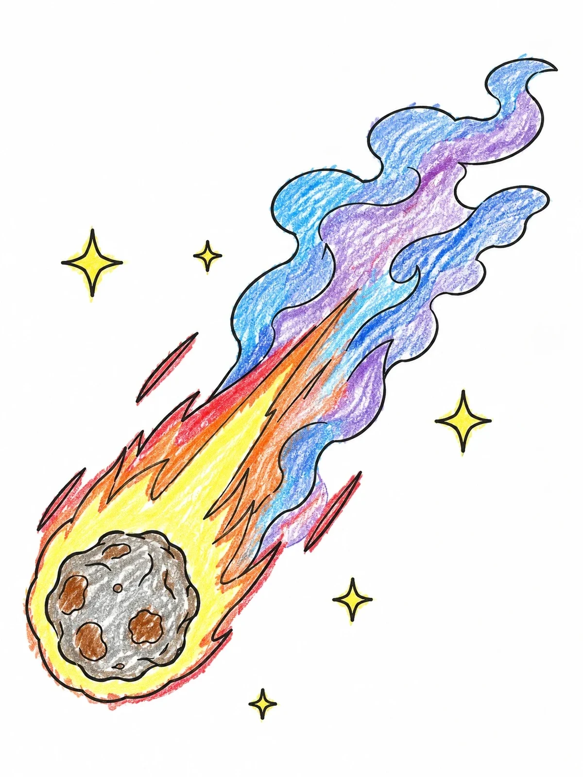 Colored example of the Blazing Meteor In Outer Space coloring page