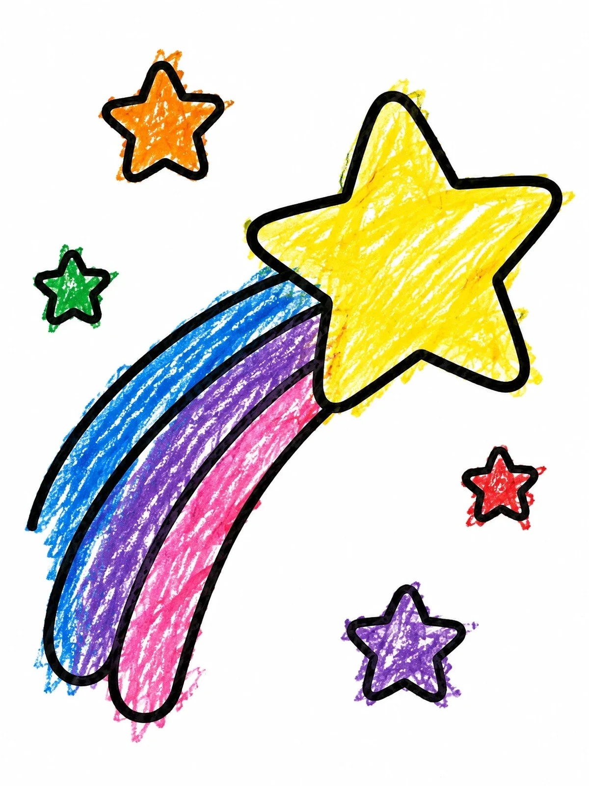 Colored example of the Simple Shooting Star With Trail coloring page