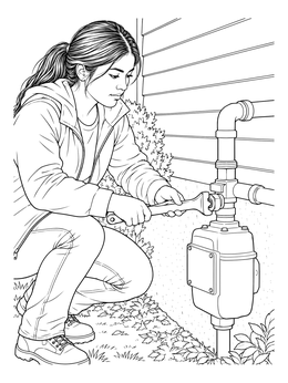 Free printable Shutting Off Gas Valve For Earthquake Safety coloring page