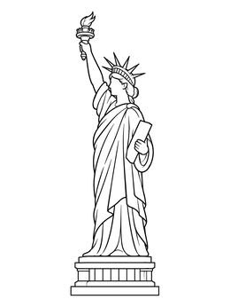 Classic statue of liberty coloring page showing the monument standing proudly in profile.