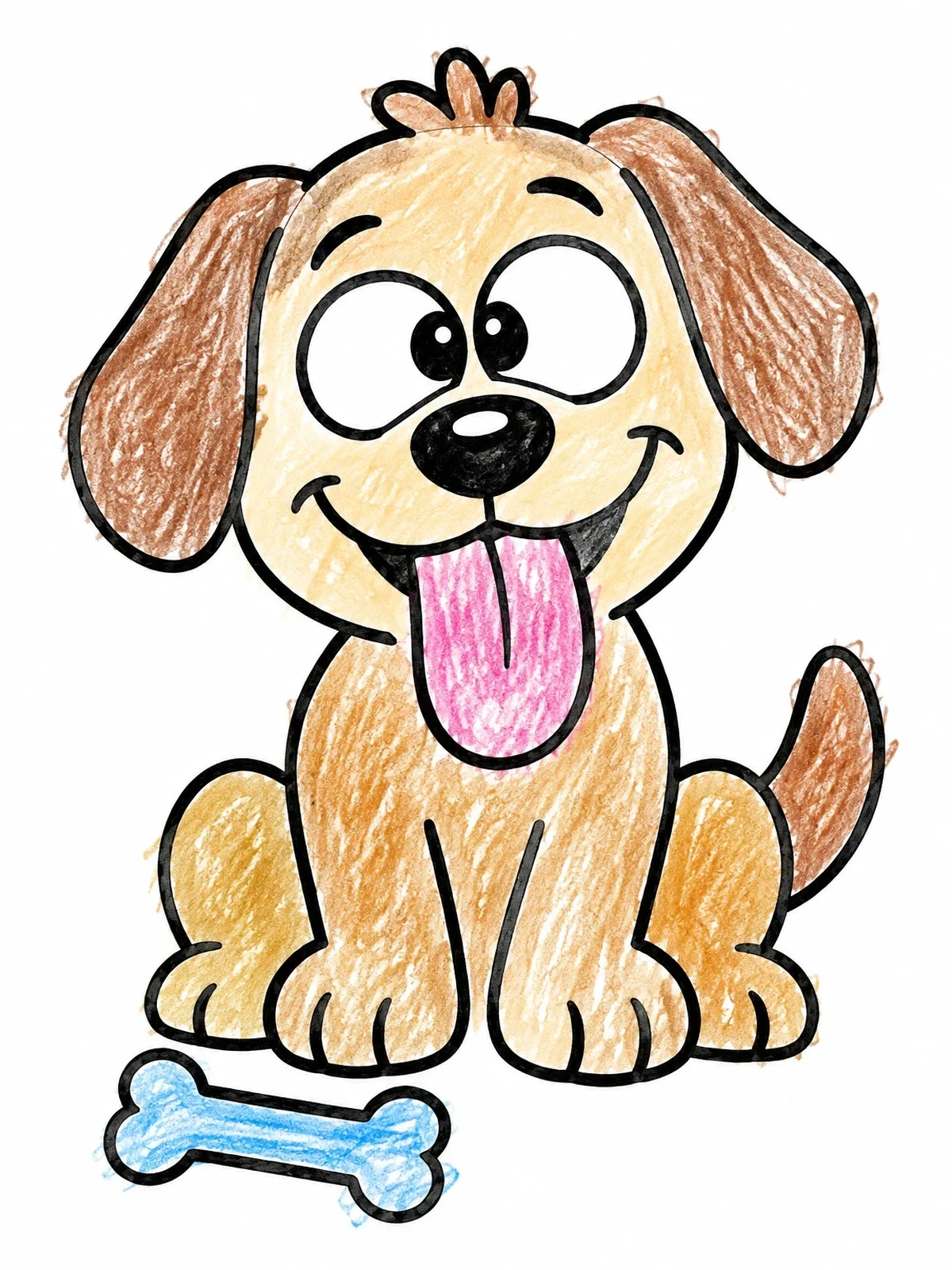 Colored example of the Playful Puppy With Sillier Expression coloring page