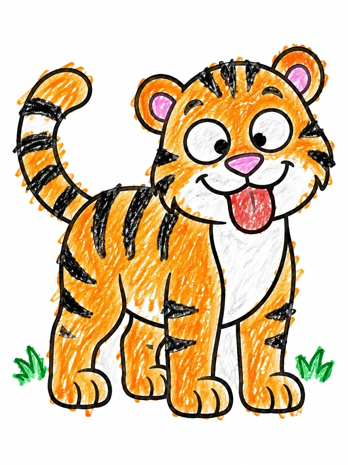 Colored example of the Silly Cartoon Tiger Sticking Out Tongue coloring page