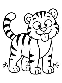 Free printable Silly Cartoon Tiger Sticking Out Tongue coloring page
