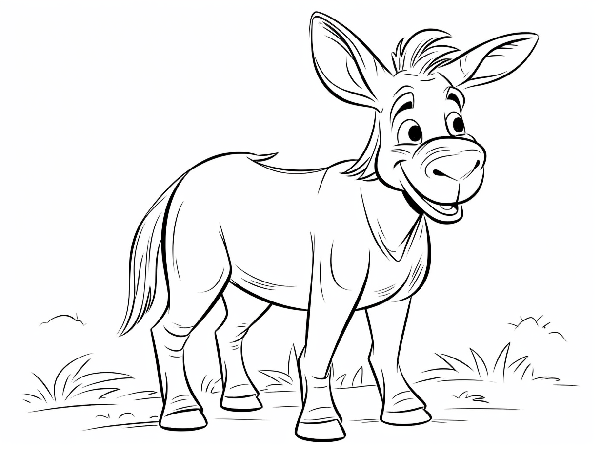 Silly Donkey Coloring Page For Kids - Coloring Page