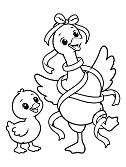 Free printable Silly Goose Dancing With Ribbons coloring page