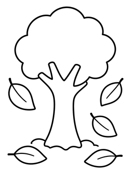 Free printable Simple Autumn Tree And Falling Leaves coloring page