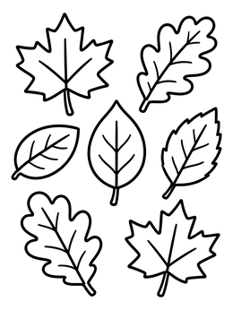 Free printable Simple Autumn Leaves Collection coloring page